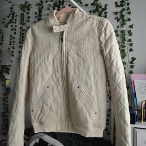Diesel Cream Quilted Reversible Lamb Leather Jacket